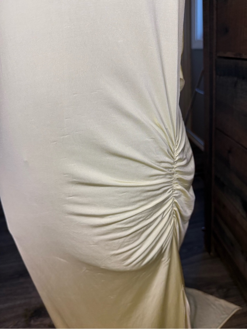 Free People Yellow Maxi Dress Size L NWT Open Back Ruched Flawed Read - Picture 7 of 16
